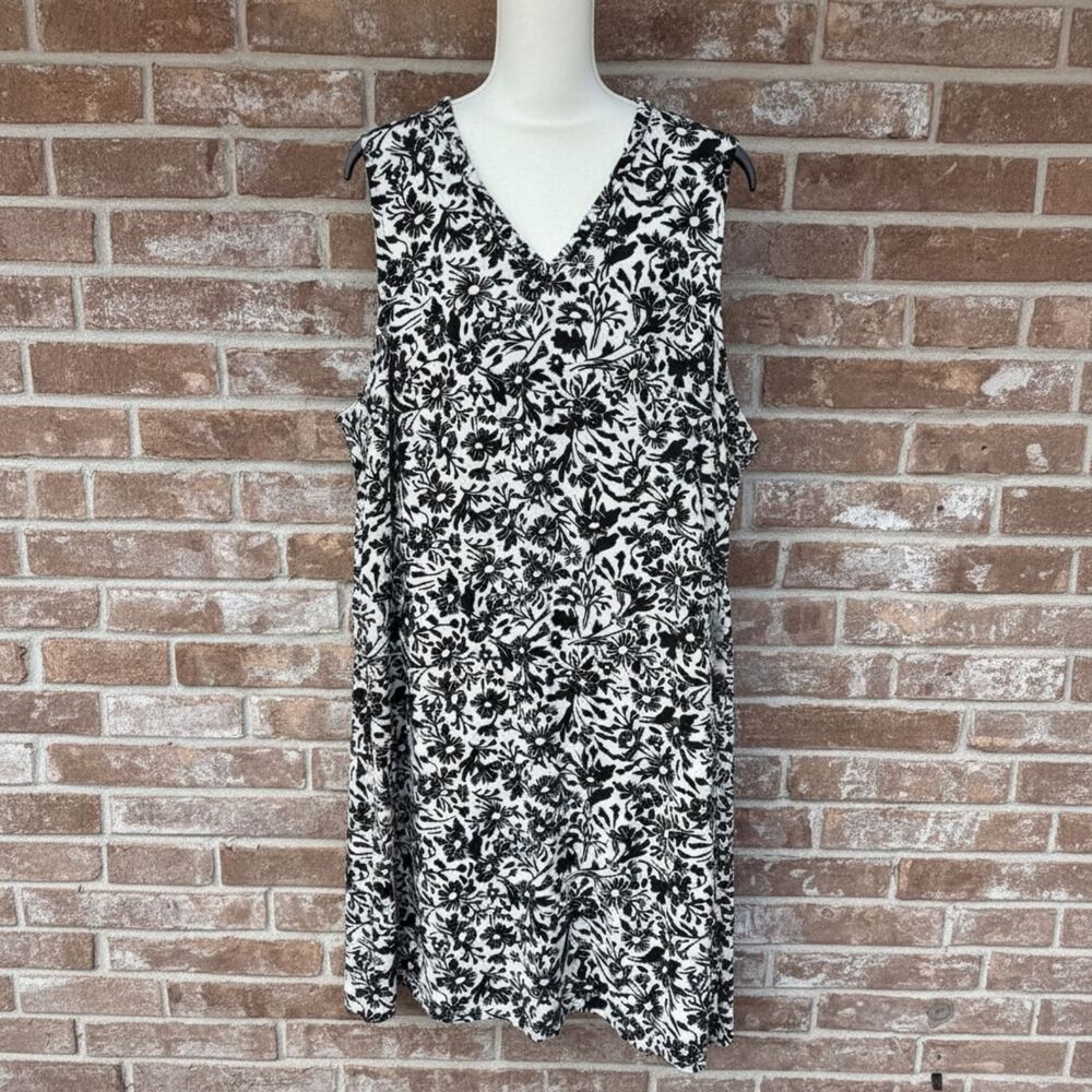 Croft & Barrow Linen Blend Floral Shift Dress | Sleeveless | XXL